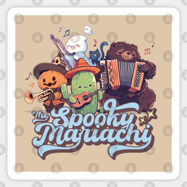 The Spooky Mariachi. Halloween Monsters Ghost Quartet Music Crew Ensemble Sticker by Lunatic Bear